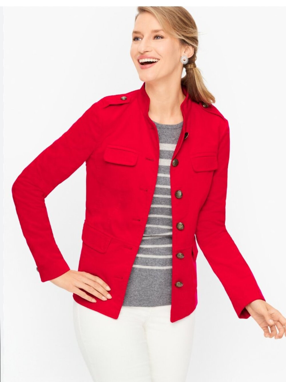 Talbots Velveteen Band Collar Red Jacket with tag